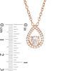 Thumbnail Image 2 of 6.0mm Morganite and White Topaz Open Teardrop Pendant in Sterling Silver with 14K Rose Gold Plate