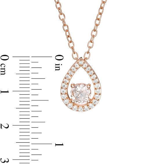 6.0mm Morganite and White Topaz Open Teardrop Pendant in Sterling Silver with 14K Rose Gold Plate