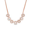 Thumbnail Image 1 of 5.0mm Morganite and Lab-Created White Sapphire Frame Seven Stone Necklace in Sterling Silver with 14K Rose Gold Plate