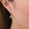 Thumbnail Image 2 of Cushion-Cut Lab-Created Emerald and White Sapphire Scallop Frame Drop Earrings in Sterling Silver with 14K Gold Plate