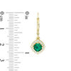 Thumbnail Image 2 of Cushion-Cut Lab-Created Emerald and White Sapphire Scallop Frame Drop Earrings in Sterling Silver with 14K Gold Plate