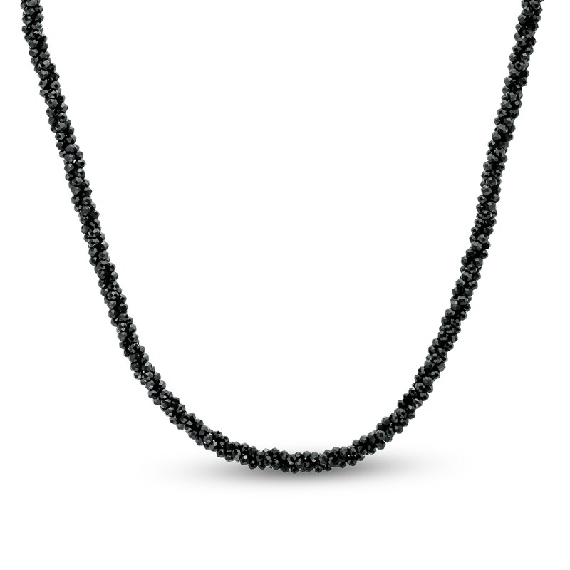 Main Image 1 of Black Spinel Bead Strand Necklace with Sterling Silver Clasp