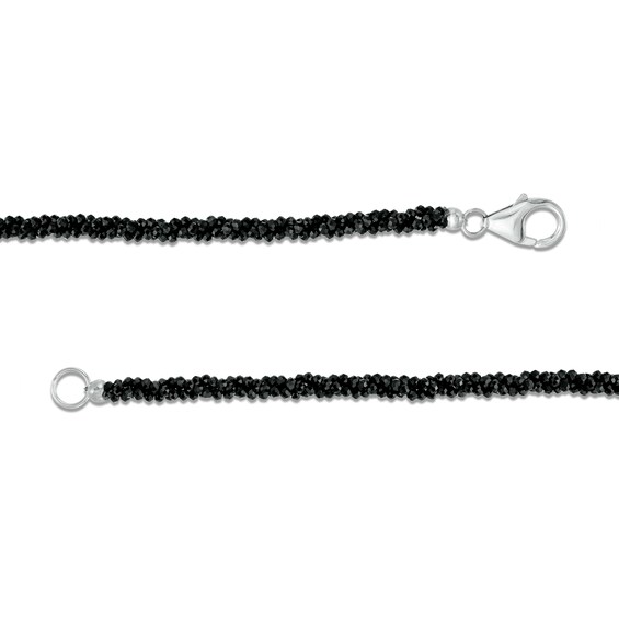 Black Spinel Bead Strand Necklace with Sterling Silver Clasp