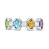 Thumbnail Image 4 of Oval Multi-Gemstone and White Topaz Alternating Four Stone Ring in Sterling Silver