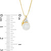 Thumbnail Image 3 of 7.0mm Freshwater Cultured Pearl and Diamond Accent Flame Pendant in 10K Gold