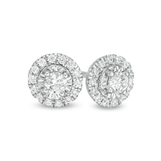 1/4 CT. T.w. Diamond Frame Stud Earrings in 10K White Gold