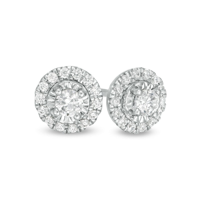 Main Image 1 of 1/4 CT. T.W. Diamond Frame Stud Earrings in 10K White Gold