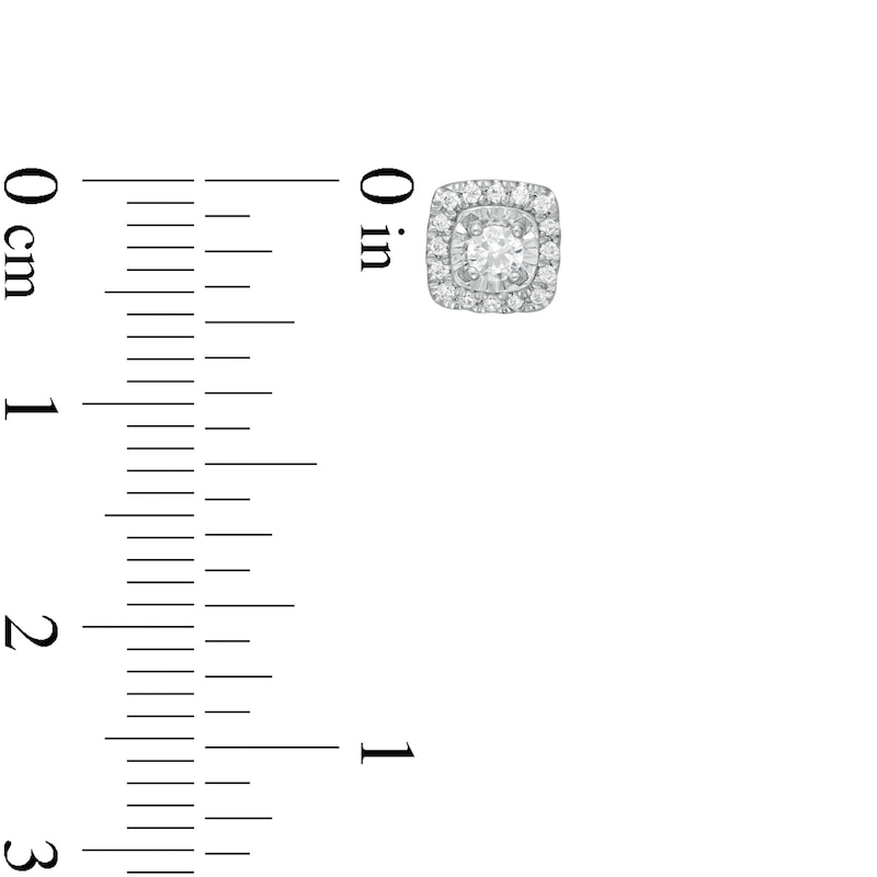 Main Image 3 of 1/4 CT. T.W. Diamond Squared Cushion Frame Stud Earrings in 10K White Gold