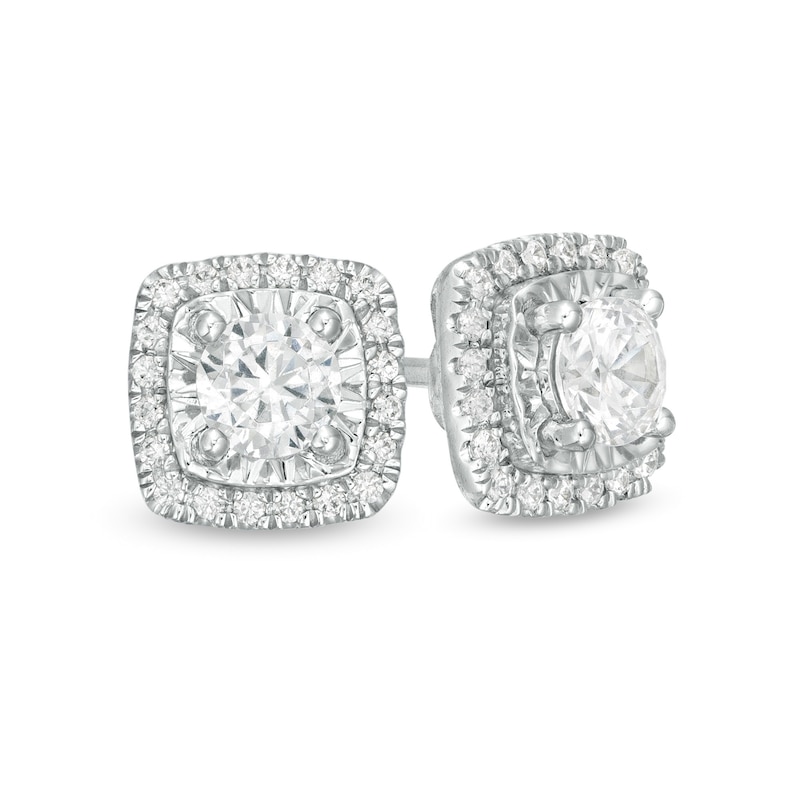 Main Image 1 of 1/2 CT. T.W. Diamond Illusion Cushion Frame Stud Earrings in 10K White Gold