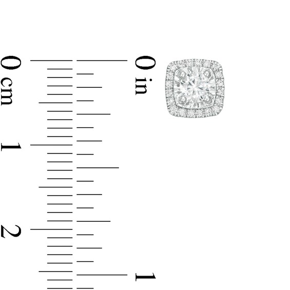1/2 CT. T.w. Diamond Illusion Cushion Frame Stud Earrings in 10K White Gold