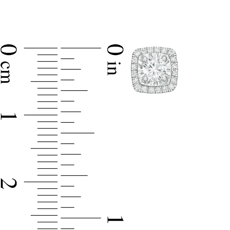 Main Image 3 of 1/2 CT. T.W. Diamond Illusion Cushion Frame Stud Earrings in 10K White Gold