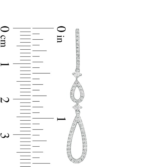 3/8 CT. T.w. Diamond Double Teardrop Earrings in 10K White Gold
