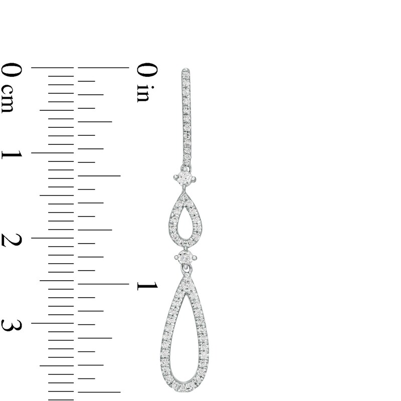Main Image 3 of 3/8 CT. T.W. Diamond Double Teardrop Earrings in 10K White Gold