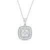 Thumbnail Image 1 of 1/2 CT. T.W. Cushion-Shaped Multi-Diamond Frame Vintage-Style Pendant in 10K White Gold