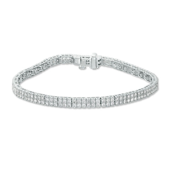 3 CT. T.w. Diamond Two Row Line Bracelet in 10K White Gold - 7.5"