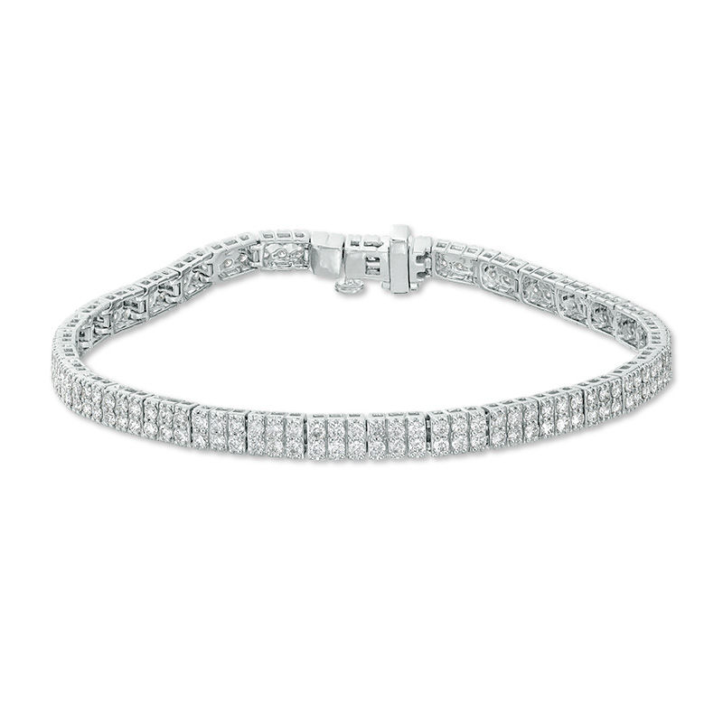 Main Image 1 of 3 CT. T.W. Diamond Two Row Line Bracelet in 10K White Gold - 7.5"