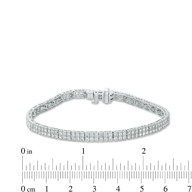 Main Image 3 of 3 CT. T.W. Diamond Two Row Line Bracelet in 10K White Gold - 7.5"