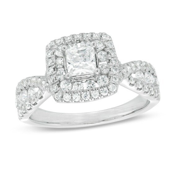 1-1/4 CT. T.W. Princess-Cut Diamond Frame Split Shank Engagement Ring in 14K White Gold 1-1/4 CT. T.W. Princess-Cut Diamond Frame Split Shank Engagement Ring in 14K White Gold