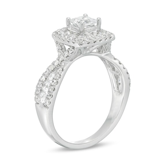 1-1/4 CT. T.W. Princess-Cut Diamond Frame Split Shank Engagement Ring in 14K White Gold 1-1/4 CT. T.W. Princess-Cut Diamond Frame Split Shank Engagement Ring in 14K White Gold