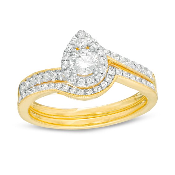 5/8 CT. T.W. Diamond Pear-Shaped Frame Vintage-Style Bridal Set in 10K Gold 5/8 CT. T.W. Diamond Pear-Shaped Frame Vintage-Style Bridal Set in 10K Gold