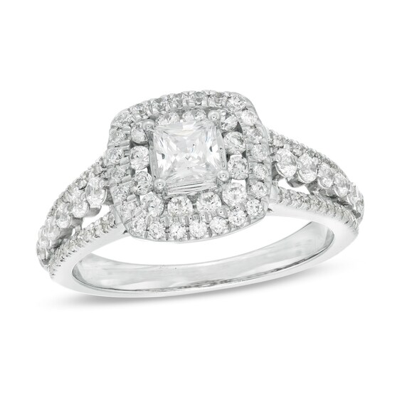 1-1/4 CT. T.W. Princess-Cut Diamond Cushion Frame Engagement Ring in 14K White Gold 1-1/4 CT. T.W. Princess-Cut Diamond Cushion Frame Engagement Ring in 14K White Gold