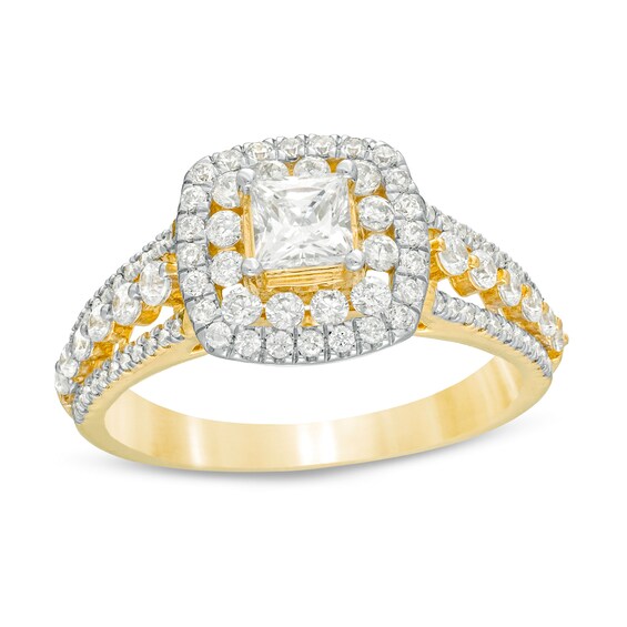 1 1 4 Ct Tw Princess Cut Diamond Cushion Frame Engagement