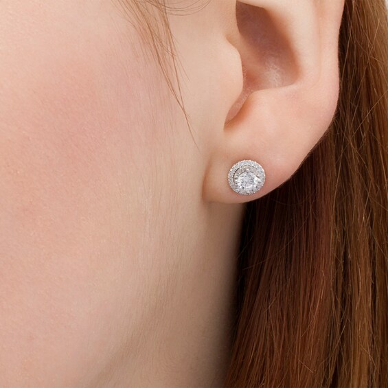 1/2 CT. T.w. Diamond Thin Frame Stud Earrings in 10K White Gold