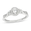 Thumbnail Image 1 of 1/3 CT. T.W. Oval Diamond Frame Tri-Sides Vintage-Style Engagement Ring in 10K White Gold