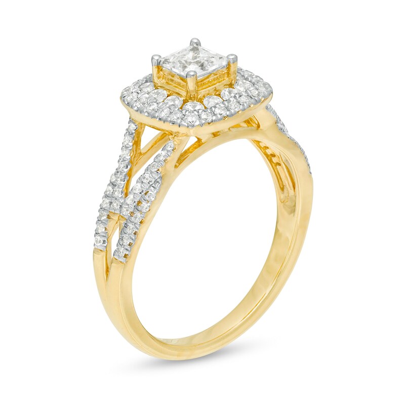 1 CT. T.W. Princess-Cut Diamond Frame Loop Shank Engagement Ring in 14K Gold