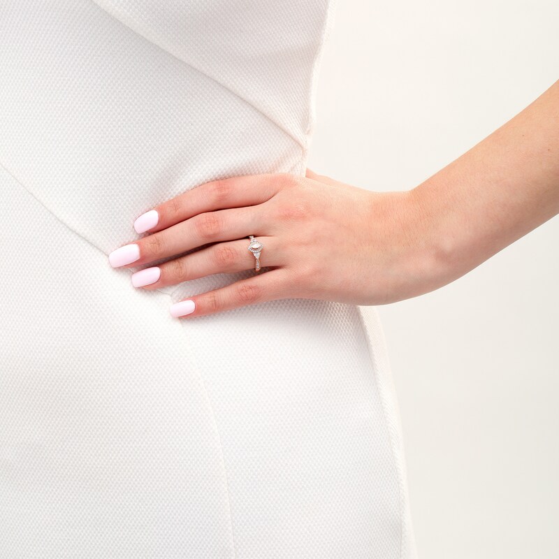 Main Image 2 of 1/3 CT. T.W. Marquise Diamond Frame Tri-Sides Vintage-Style Engagement Ring in 10K Rose Gold