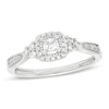 1/3 CT. T.W. Princess-Cut Diamond Frame Tri-Sides Vintage-Style Engagement Ring in 10K White Gold