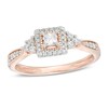 1/3 CT. T.W. Princess-Cut Diamond Frame Tri-Sides Vintage-Style Engagement Ring in 10K Rose Gold