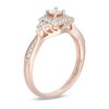 1/3 CT. T.W. Princess-Cut Diamond Frame Tri-Sides Vintage-Style Engagement Ring in 10K Rose Gold