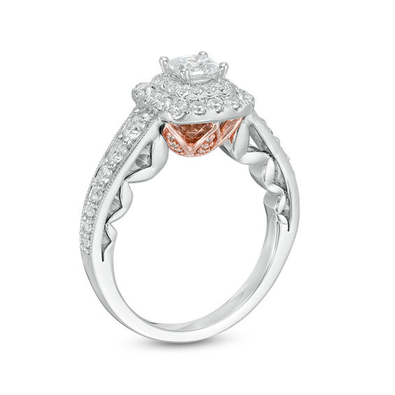 Love's Destiny by Zales 1-1/3 CT. T.w. Certified Princess-Cut Diamond Frame Engagement Ring in 14K Two-Tone Gold (I/I1)