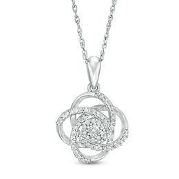 1/8 CT. T.W. Diamond Love Knot Pendant in Sterling Silver