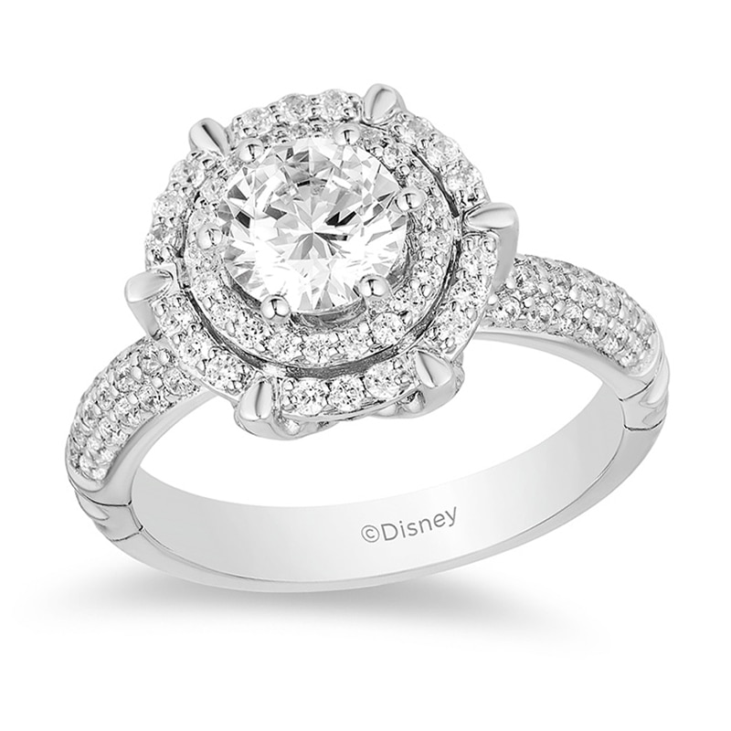 Main Image 1 of Enchanted Disney Aladdin 1-1/2 CT. T.W. Diamond Double Frame Engagement Ring in 14K Two-Tone Gold