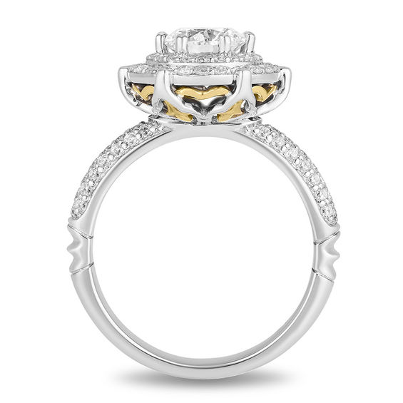 Enchanted Disney Aladdin 1-1/2 CT. T.w. Diamond Double Frame Engagement Ring in 14K Two-Tone Gold