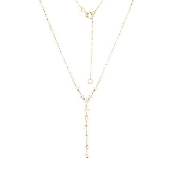 3/4 CT. T.w. Diamond Station "Y" Necklace in 10K Gold