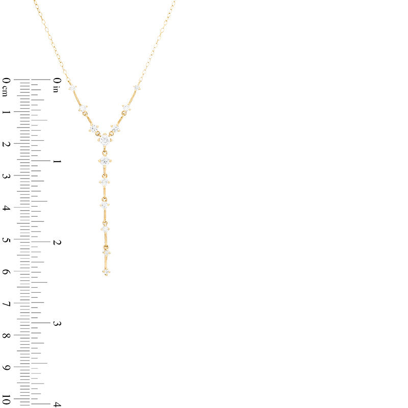 Main Image 3 of 3/4 CT. T.W. Diamond Station "Y" Necklace in 10K Gold