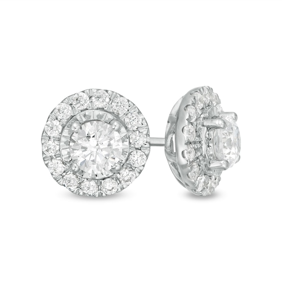 1 CT. T.w. Diamond Circle Frame Stud Earrings in 10K White Gold