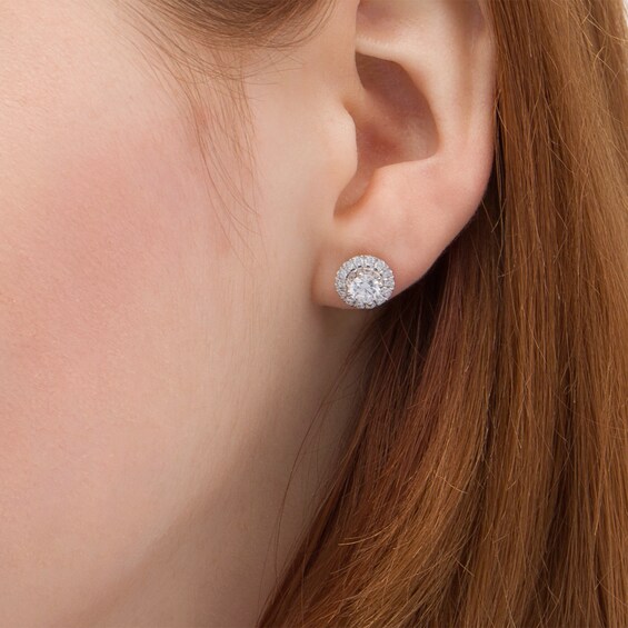 1 CT. T.w. Diamond Circle Frame Stud Earrings in 10K White Gold