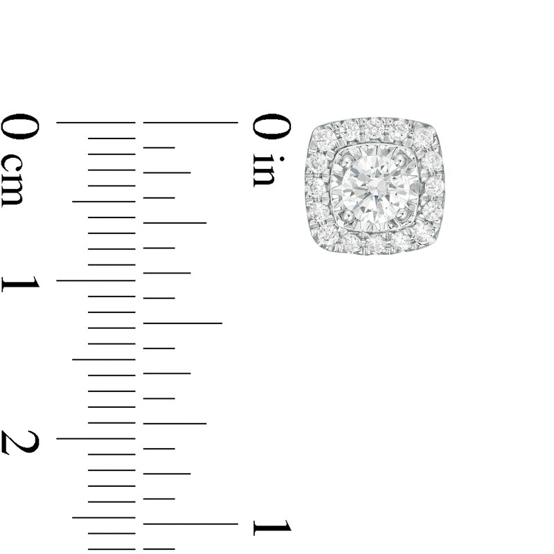 Main Image 3 of 1 CT. T.W. Diamond Cushion Frame Stud Earrings in 10K White Gold