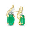 Thumbnail Image 0 of Oval Emerald and Diamond Accent Flame Drop Earrings in 10K Gold