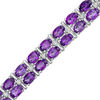 Thumbnail Image 1 of Oval Amethyst and Diamond Accent Double Row Bracelet in Sterling Silver - 7.25"