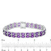 Thumbnail Image 4 of Oval Amethyst and Diamond Accent Double Row Bracelet in Sterling Silver - 7.25"