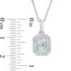 Thumbnail Image 3 of Emerald-Cut Aquamarine and 1/5 CT. T.W. Diamond Double Octagon Frame Drop Pendant in 10K White Gold