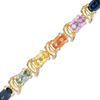 Thumbnail Image 0 of Oval Lab-Created Multi-Color Sapphire and "S" Curve Bracelet in Sterling Silver with 10K Gold Plate - 7.25"