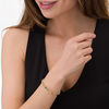 Thumbnail Image 2 of Oval Lab-Created Multi-Color Sapphire and "S" Curve Bracelet in Sterling Silver with 10K Gold Plate - 7.25"