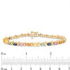 Thumbnail Image 4 of Oval Lab-Created Multi-Color Sapphire and "S" Curve Bracelet in Sterling Silver with 10K Gold Plate - 7.25"