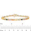 Thumbnail Image 3 of Oval Lab-Created Multi-Color Sapphire and "S" Curve Bracelet in Sterling Silver with 10K Gold Plate - 7.25"